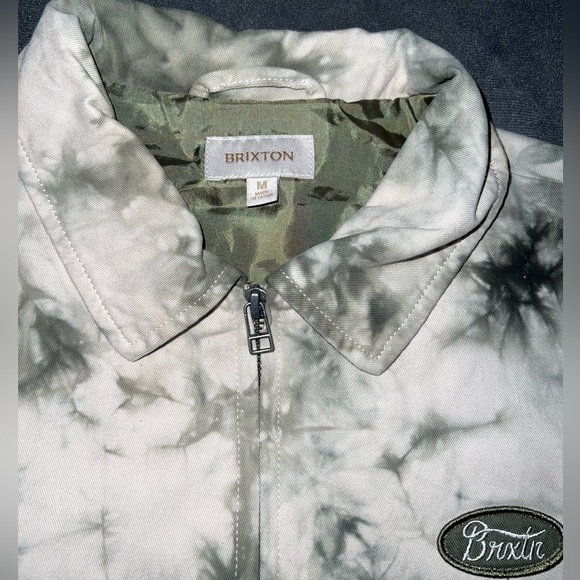 Brixton NWT Bomber Jacket Coat Medium Green Tie Dye Skater Mens NEW - Picture 3 of 6